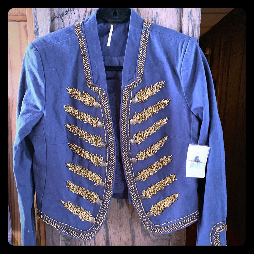 Military Linen wool blend Blazer Freepeople